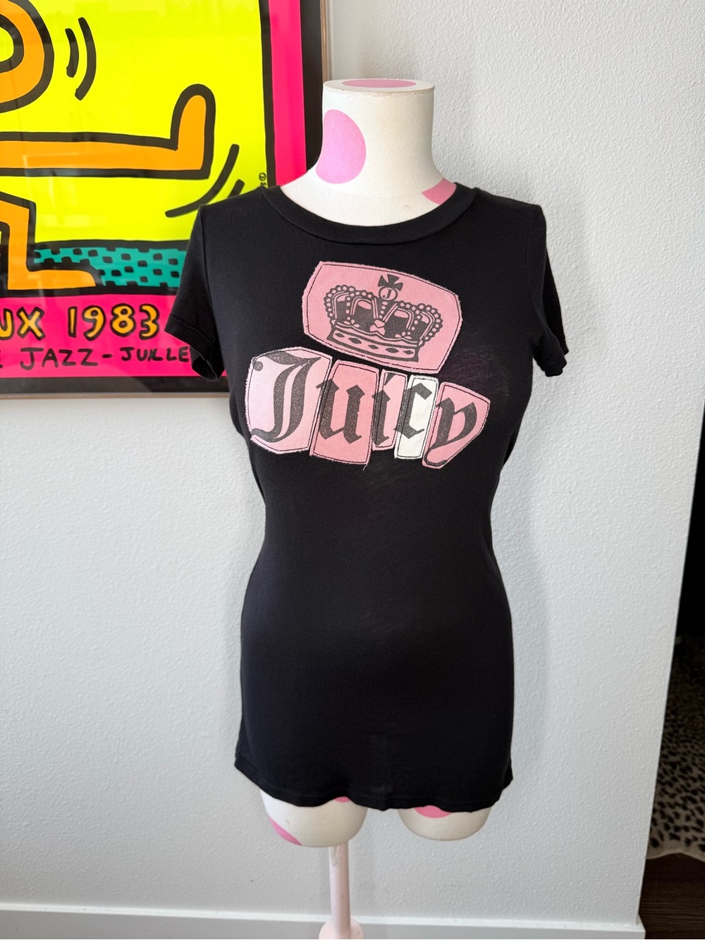 Juicy Couture Y2K Crown Patch Slim Long Length T-Shirt Size Petite P XS